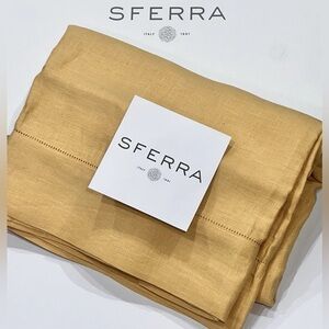 $223 | SFERRA Festival 902 Linen Oblong Tablecloth  66 x 124"  | Color Butter